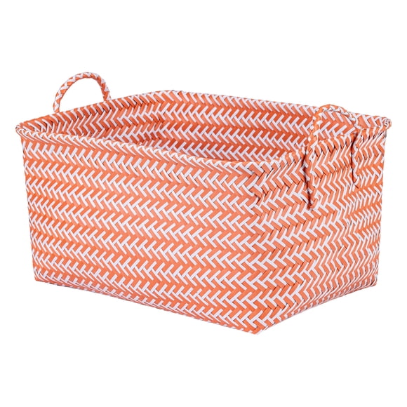 REGALWOVEN 1 Paquete de Cesta de Almacenamiento Tejida, Caja de Almacenamiento para Estante de Armario para Mantas, Ropa, Caja Organizadora con Asas para Decoración del Hogar Rosa 17.7*13.8*9.8in