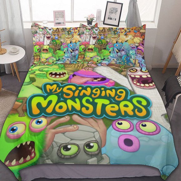 My Singing Monsters 3-Piece Bedding Set Warm And Comfortable Soft Duvet Cover Bed Set for Boys Girls Kids Adult Bedroom All Season
