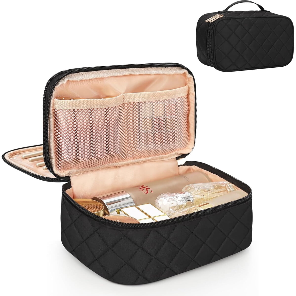 Neceser Relavel Maquillaje Nylon Negro 22cm Organizador