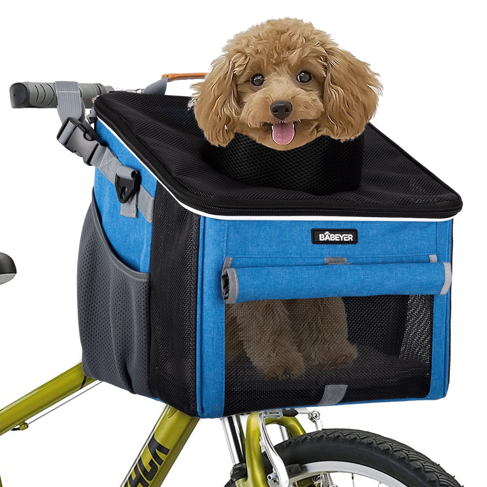 Cesta De Bicicleta Para Perros Babeyer, Con Laterales Blandos, Para Mascotas, Azul