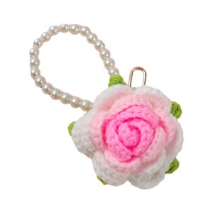 Magideal - Llavero Con Forma De Rosa, Llavero Con Flor, Regalo Para Mamá, Romántico, Elegante, Colgante, Único, Tejido A Mano, Llavero Para Cumpleaños Y Aniversa Rosa Degradado