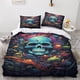 thumbnail image 2 of Funda nórdica de 3 piezas con estampado de calavera y flores, juego de ropa de cama 3D con funda de edredón de esqueleto malvado, funda de edredón de microfibra suave, con fundas de almohada, 2 of 3