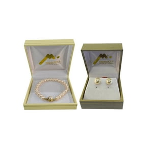 Mallorca - Set De Pulsera De Perlas 19 Cm Mas Aros De Perla 8Mm Enchapado En Oro