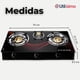 thumbnail image 3 of Cocina Encimera a Gas Licuado Vidrio 3 Platos Cocinilla Negro, 3 of 7