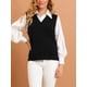 thumbnail image 5 of INSPIRE CHIC Chalecos de Suéter de Punto para Mujer de Color Sólido con Cuello en V Sin Mangas XS Negro, 5 of 8