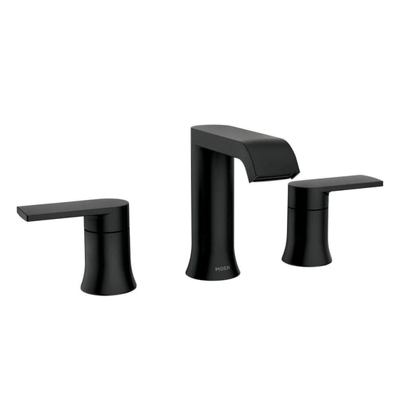 Grifo de baño Moen Genta, 8 pulgadas, amplio y 2 manijas, negro mate