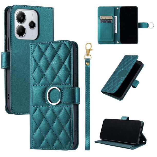 Funda Acolchada con Anilla y Correa para Xiaomi Redmi Note 14 Pro 4G Slots para Tarjetas Verde