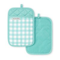 Soporte Para Ollas Kitchenaid Gingham Cotton Aqua Sky 7X10""