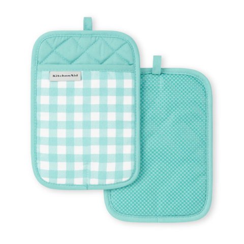 Soporte Para Ollas Kitchenaid Gingham Cotton Aqua Sky 7X10""
