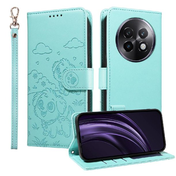 Funda Billetera FOXDOCK Compatible con Realme 13 Plus 5G, Diseño Perrito Tierno, Ranuras para Tarjetas y Soporte Plegable