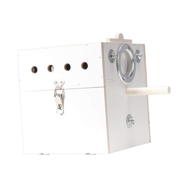 Casa de apareamiento para loros, caja de apareamiento para loros, jaula de madera para mascotas, nido de loros, de pájaro para canarios, , Dejado dejado colgado Blanco