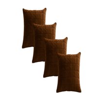 Genérico - Pack De 4 Fundas De Cojin Terciopelo Grid 45X45 Marron