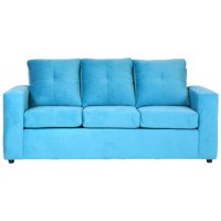 Muebles América - Sofá Emilia 3 Cuerpos Felpa Turquesa