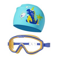Ioensy - Gafas De Natación Para Niños, Gorro De Natación Antivaho Cómodo Para Bucear, Piscina, Azul, Amarillo
