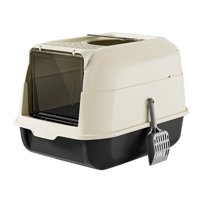 Ioensy - Caja De Arena Para Gatos Con Tapa Grande Cerrada Fácil De Limpiar Para Gatos De Interior Bandeja De Arena Negra