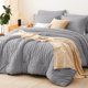 thumbnail image 1 of CozyLux Juego de Edredón Queen, 7 piezas gris seersucker cama en bolsa, 1 of 9