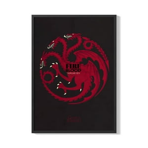 Creango - Cuadro Poster Enmarcado Escudo Casa Targaryen Decorativo
