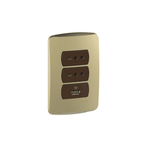 Schneider - Cargador Usb + 2 Enchufes Dorado/Café Miluz