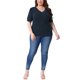 thumbnail image 2 of Agnes Orinda Blusas de Talla Grande para Mujeres Cuello en V Manga Corta Jersey Tejido Casual 4X Azul Marino, 2 of 6