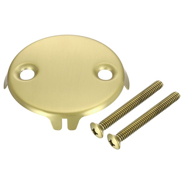 Placa de Desbordamiento de Drenaje de Bañera, Cubierta de Drenaje de Bañera de Doble Agujero Universal con Tornillo para la Mayoría de los Drenajes de Bañera Estándar del Hogar, Oro