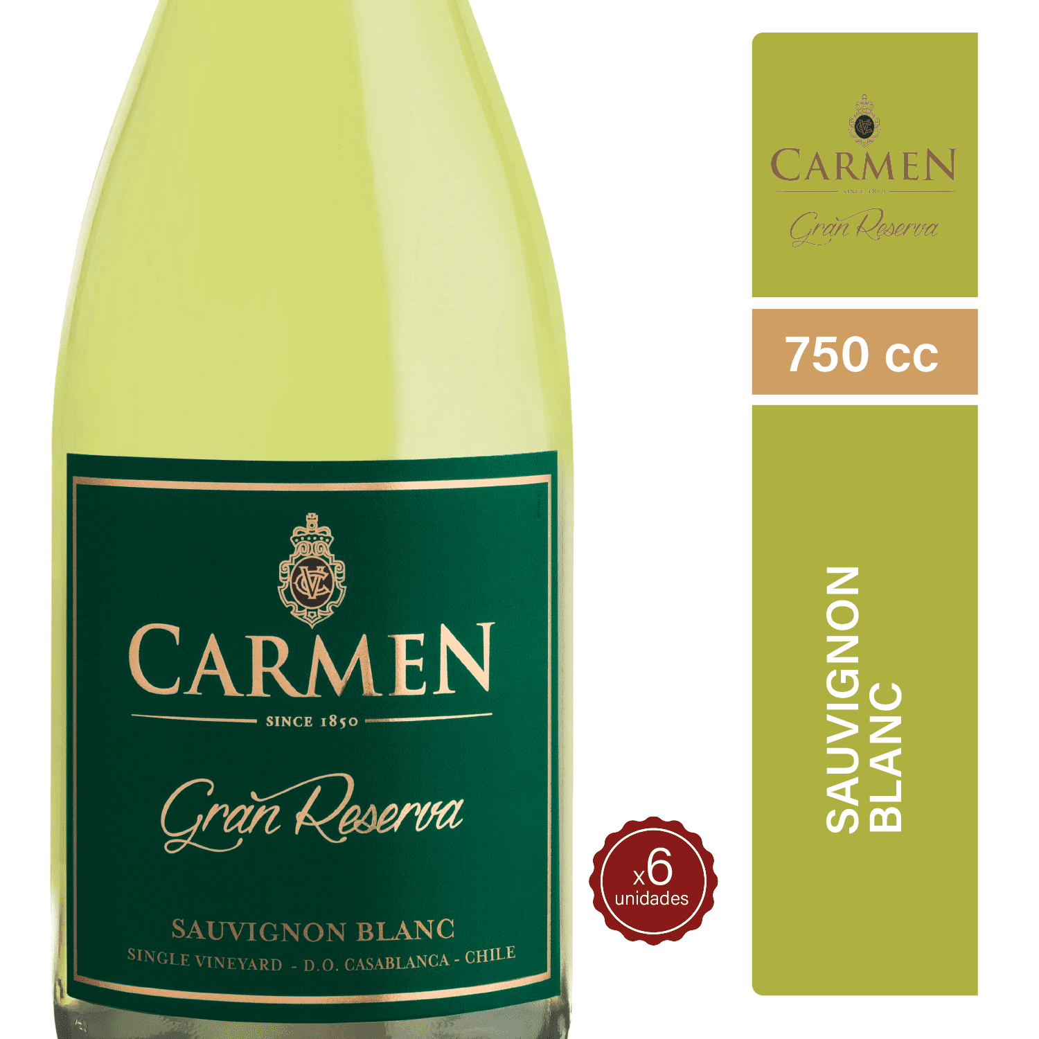Vino Carmen Gran Reserva Sauvignon Blanc 750cc X6