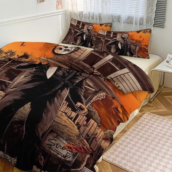 Michael Myers Print Bedding Set Pattern Duvet Cove Set3 Pieces Quilt Cover And Pillowcases for Women Men Teens choose fro