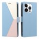 thumbnail image 4 of Cartera Plegable para iPhone 15 Pro Max, PU Tricolor con Ranuras, Azul Claro, 4 of 6