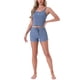 thumbnail image 2 of INSPIRE CHIC Conjunto de Pijama de Punto Acanalado para Mujer con Ribete de Encaje Suave Camiseta sin Mangas y Pantalones Cortos Conjunto de Salón con Tirantes Ajustables para Verano XL Azul, 2 of 6