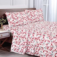 Sabana Andes Microfibra Estampada Hoja Frambuesa 1.5 Plaza