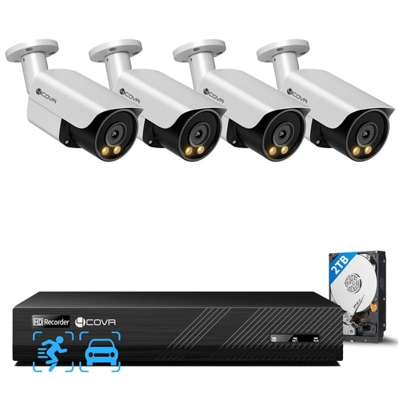 Sistema de cámaras de seguridad Forcovr 4K 8MP 4 canales PoE con HDD de 2TB