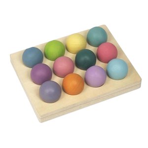 Bothyi - Juego Clasificador De Colores De Madera, Bolas De Madera De Arcoíris Con Bandeja Para Niños Pequeños