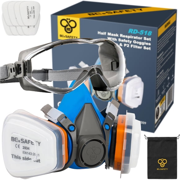 Máscara respiradora de media cara BEESAFETY RD-518 con gafas de seguridad