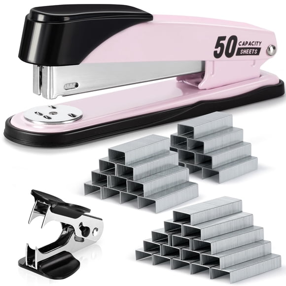 Stapler Deli Heavy Duty Full Strip con capacidad para 50 hojas, color rosa