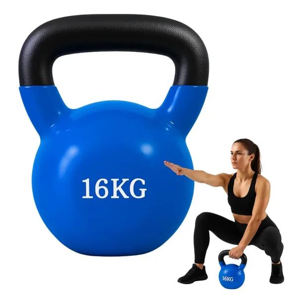 Pesa Rusa Kettlebell 16 kg de Acero con Recubrimiento de Vinilo