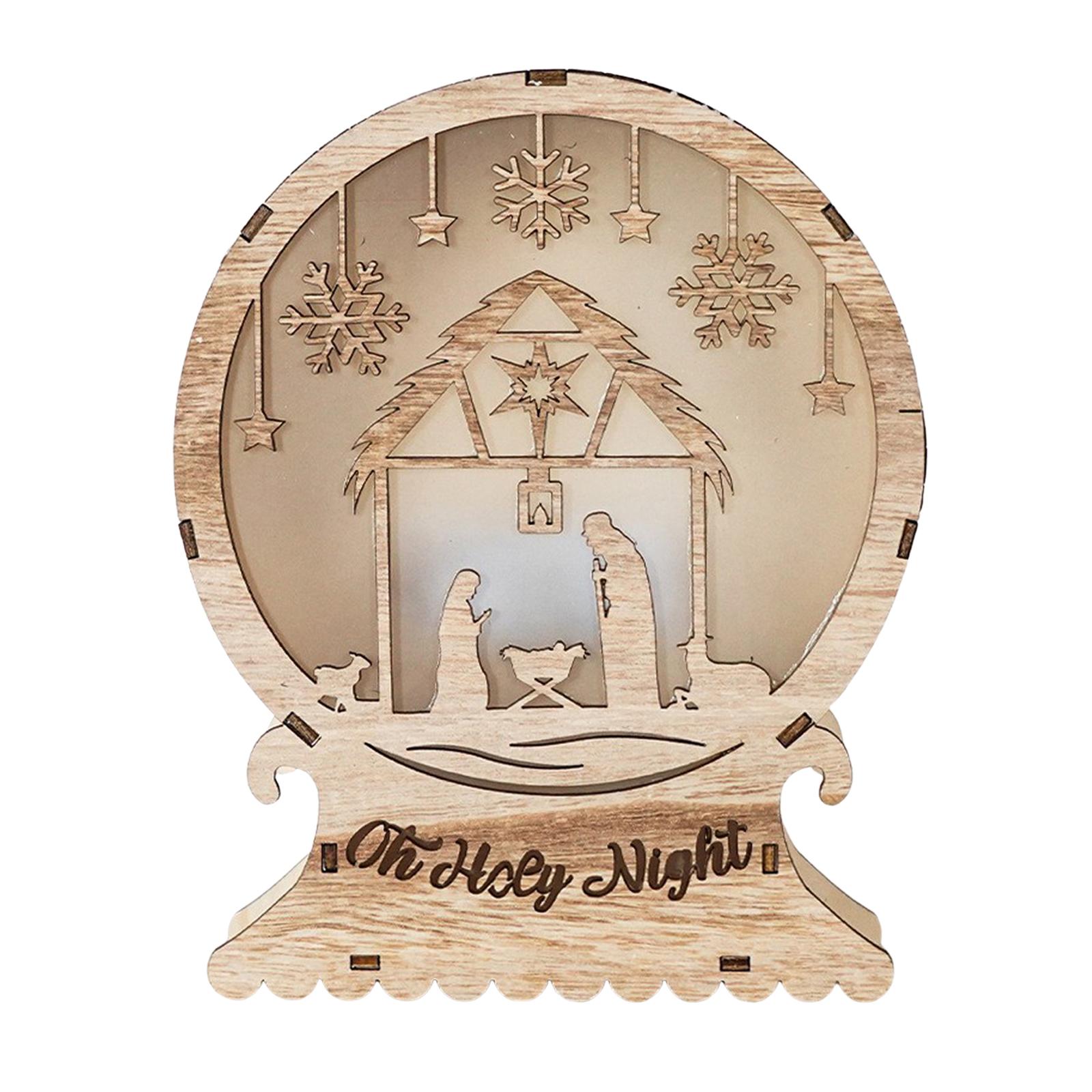Magideal - Luz De Belén De Madera Para Adornos Navideños En El Hogar , Con Patrón De Casa