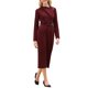 thumbnail image 2 of INSPIRE CHIC Vestido Elegante de Mujer con Cuello de Solapa en V, Manga Larga, Tendencia 2025, Vestidos de Trabajo a la Rodilla, Talla M, Rojo Oscuro, 2 of 5