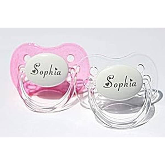Chupón Personalizado Paquete De 2 Rosa Con Glitter