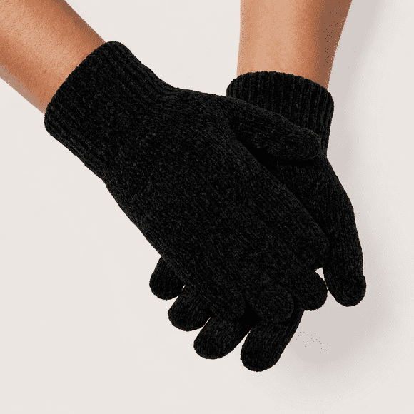 Guantes de Chenille Térmicos Invierno Frío Extremo Negro