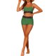 thumbnail image 2 of Conjuntos de Bikini de Color Contrastante para Mujer 2 Piezas de Cintura Alta con Escote Redondo Traje de Baño Talla X-Small Verde Militar, 2 of 5