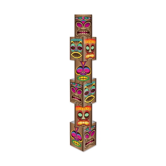 Columna decorativa Beistle Tiki, papel de 30 cm x 1,7 m, 6 unidades