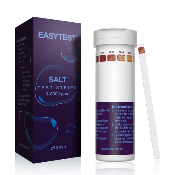 Tiras de prueba para piscina EASYTEST para agua salada 0–8000 ppm, 25 unidades