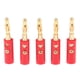 thumbnail image 1 of 5 Unids 4mm Bañado en Oro de Altavoz Cable Banana Plug Prueba Audio Conector rojo, 1 of 2
