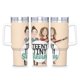 thumbnail image 1 of Teeny y Tiny Vaso aislado de acero inoxidable con asa, diseño temático, regalo para familia, amigos y fans; incluye pajita y encaja en el portavasos estándar, 40 oz, 1 of 6