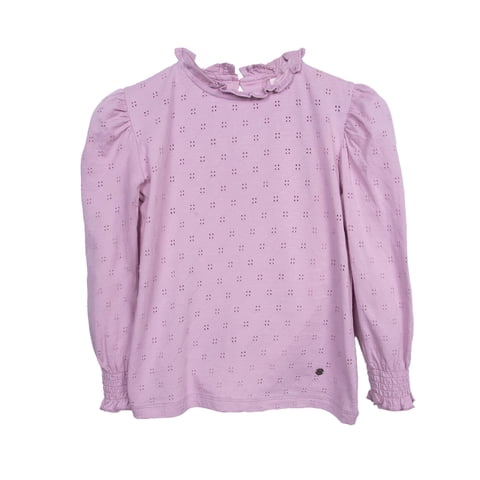 Pillin - Polera Niña Manga Larga Texturada Con Cuello Alto Lila