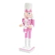 thumbnail image 2 of Figura De Cascanueces, Estatua Rosa De 10 Pulgadas Para Diseño De Escena De árbol De Navidad, Baterista De Fiesta, 2 of 3