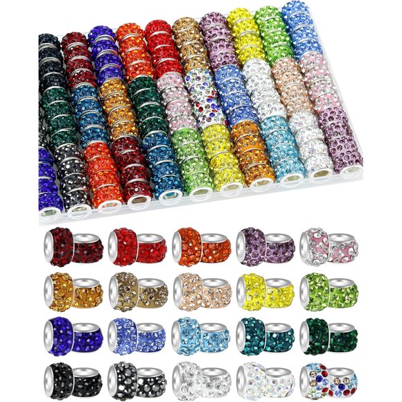 Abalorios con rhinestones FIVEIZERO, 120 piezas, 20 colores, agujero de 5 mm