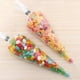 thumbnail image 5 of 100 bolsitas de celofán transparentes para conos de dulces con 100 lazos de colores, para dulces, galletas, palomitas, chocolates, repostería y envolturas (25 x 13 cm), 5 of 5