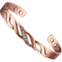 Genérico - Pulsera Cobre Magnética 6 Imanes Circón Trenzada