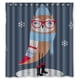thumbnail image 1 of Cortina de ducha con diseño de búho congelado navideño, juego de cortina de baño con ganchos, tamaño 66 x 72 pulgadas, 1 of 3