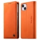 thumbnail image 1 of Funda Billetera de Cuero para [iPhone 15 Plus], Bloqueo RFID, Tarjetas y Soporte Naranja, 1 of 5